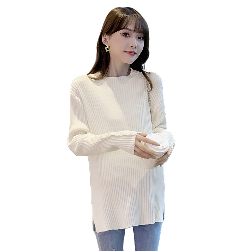 369# Rudens žiemos megzti nėštukių megztiniai Laisvi linija, suskirstyti marškiniai Drabužiai nėščioms moterims po gimdymo, nėštumas