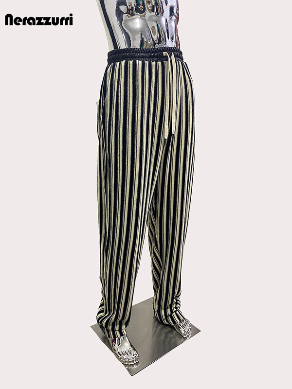 nerazzurri, primăvară toamnă, largi, colorați, pantaloni cu picioare largi, pentru bărbați, cu șnur, talie elastică înaltă, haine lejere 2024