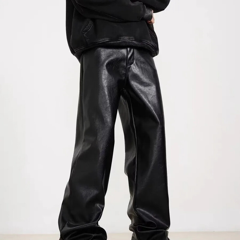 2024. gada jauna stila amerikāņu ādas bikses, ikdienas bikses vīriešiem, vintage, taisnas kājas, brīvi pieguļošas, treknas, modernas
