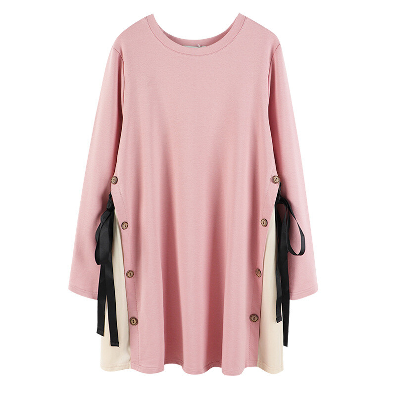 Moteriški viršutiniai drabužiai nėščiosioms, ilgomis rankovėmis vientisa tunika Laisvalaikio nėštumo marškinėliai nėščiosioms Patogus glostantis kostiumas