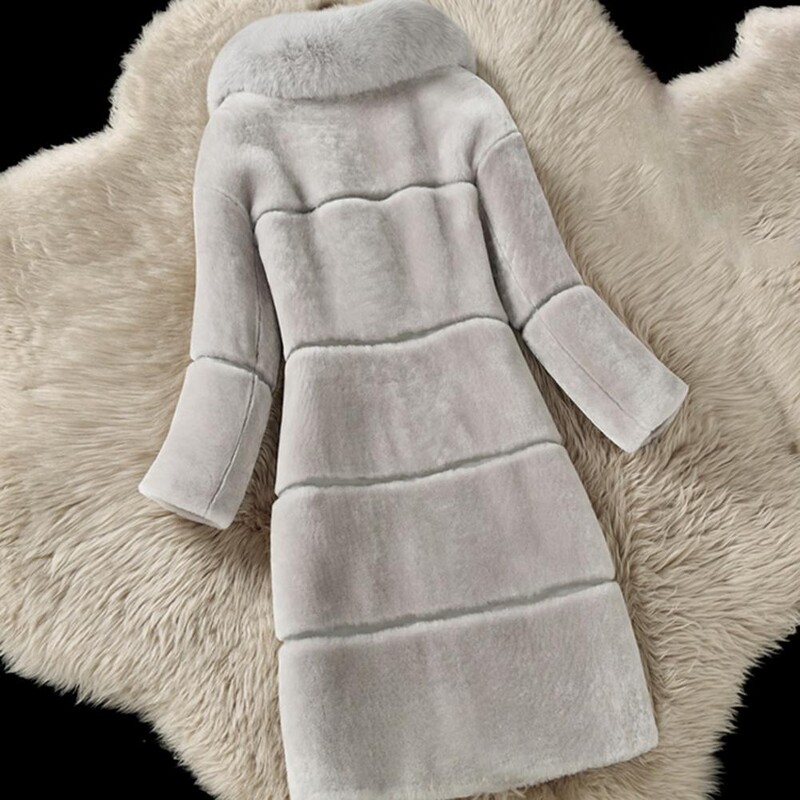 2022 Jesen Zima Ženska bunda od umjetnog krzna Ležerna debela topla ovratnik od umjetnog krzna lisice Uska gornja odjeća Duge jakne 5XL