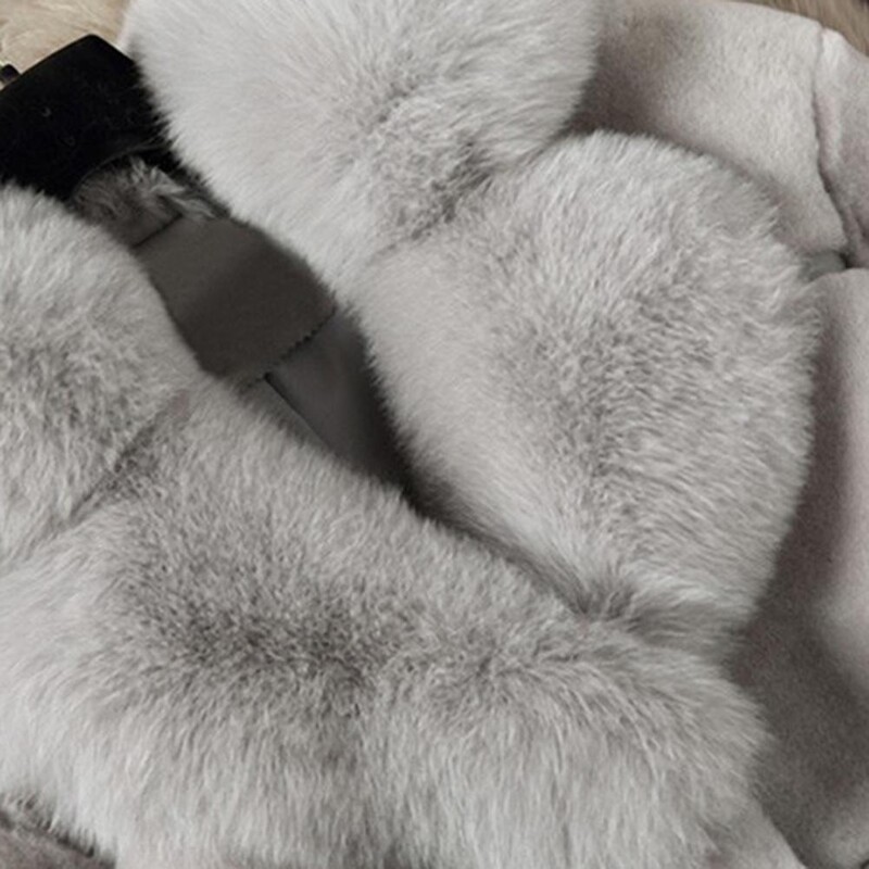 2022 Jesen Zima Ženska bunda od umjetnog krzna Ležerna debela topla ovratnik od umjetnog krzna lisice Uska gornja odjeća Duge jakne 5XL