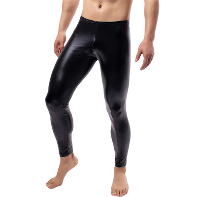 Garie vīriešu legingi Mākslīgās ādas šauras bikses PU ādas Pole Dance šauras bikses naktsklubs vīriešu bikses ballītei Clubwear 3XL/4XL