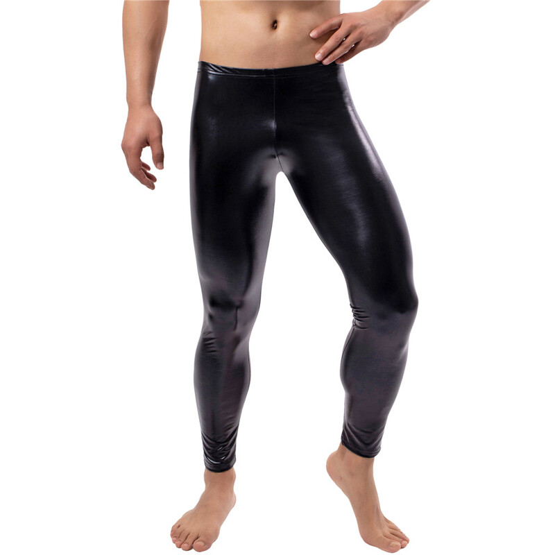 Garie vīriešu legingi Mākslīgās ādas šauras bikses PU ādas Pole Dance šauras bikses naktsklubs vīriešu bikses ballītei Clubwear 3XL/4XL