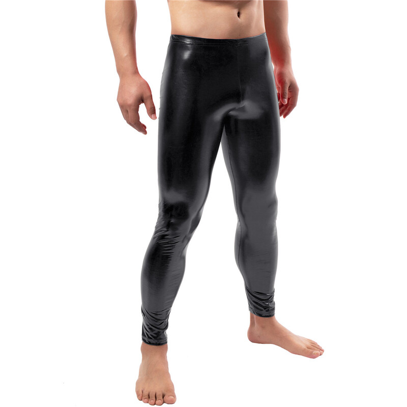 Garie vīriešu legingi Mākslīgās ādas šauras bikses PU ādas Pole Dance šauras bikses naktsklubs vīriešu bikses ballītei Clubwear 3XL/4XL