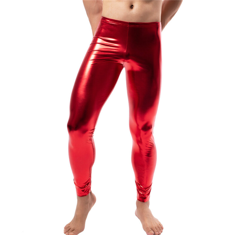 Garie vīriešu legingi Mākslīgās ādas šauras bikses PU ādas Pole Dance šauras bikses naktsklubs vīriešu bikses ballītei Clubwear 3XL/4XL