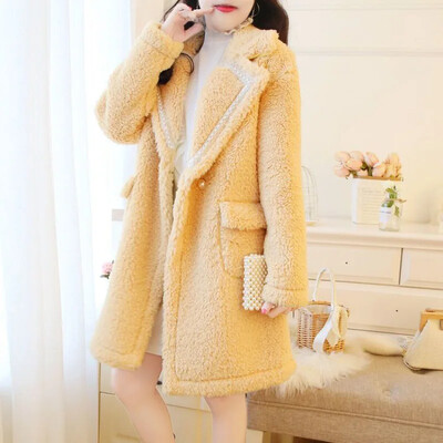 Jachetă de iarnă, 200 kg, lână dulce de miel, de lungime medie, haină pentru femei în stil tweed