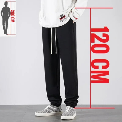 Pantaloni de sport pentru bărbați, înalți, cu lungime extra lungă, Jogger sport, pentru bărbați, iarnă, din fleece, din bumbac negru, elastic elastic, talie 200 cm