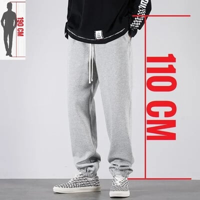 Pantaloni de sport pentru bărbați, înalți, cu lungime extra lungă, Jogger sport, pentru bărbați, iarnă, din fleece, din bumbac negru, elastic elastic, talie 200 cm