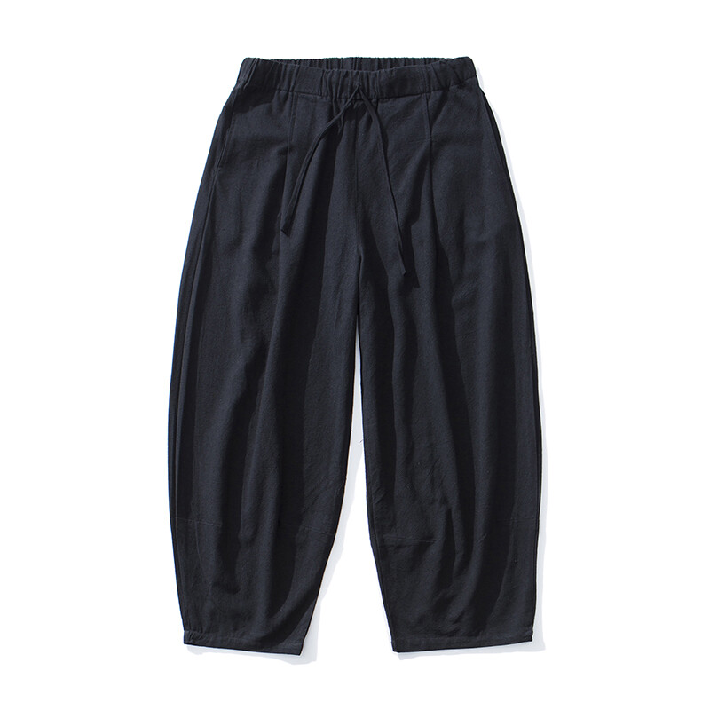 Pamučne lanene hlače u kineskom stilu Muške ljetne muške ležerne široke harem hlače muške jednobojne ulične hlače za trčanje s elastičnim strukom muške