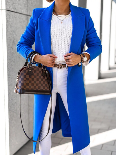 Uzvalks vilnas mētelis sieviešu senior sense 2024 rudens un ziemas jauns plecu slaidinošs korejiešu versijas biezināts vilnas mētelis