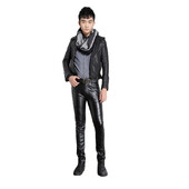 Személyiség Férfi Bőr Nadrág Vékony Férfi Ruházat PU Nadrág Nightclub College Party Skinny Biker Streetwear