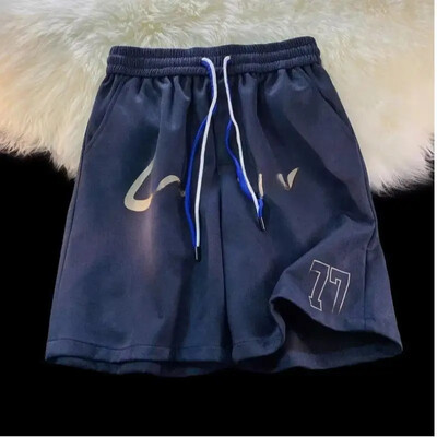 Vintage kratke hlače od jelenske kože boje kave, muške ležerne hlače širokog kroja, prekomjerne sportske salonske hlače u američkom stilu