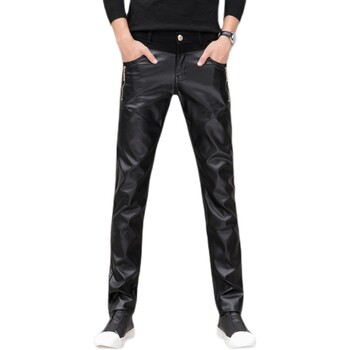 Гореща разпродажба Модни мъжки кожени панталони Slim Fit Skinny Jeans Мотоциклетни панталони размер 28-36 B104