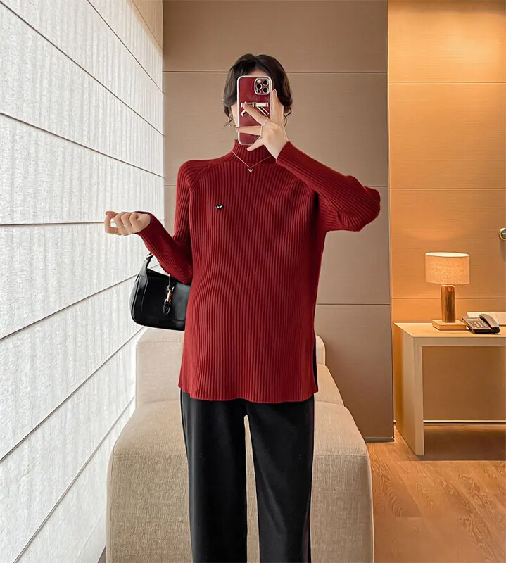 Rudens žiemos žindymas Megzti marškiniai Drabužiai nėščioms moterims Lieknas nėštumas po gimdymo Motinos megztinis Lacation