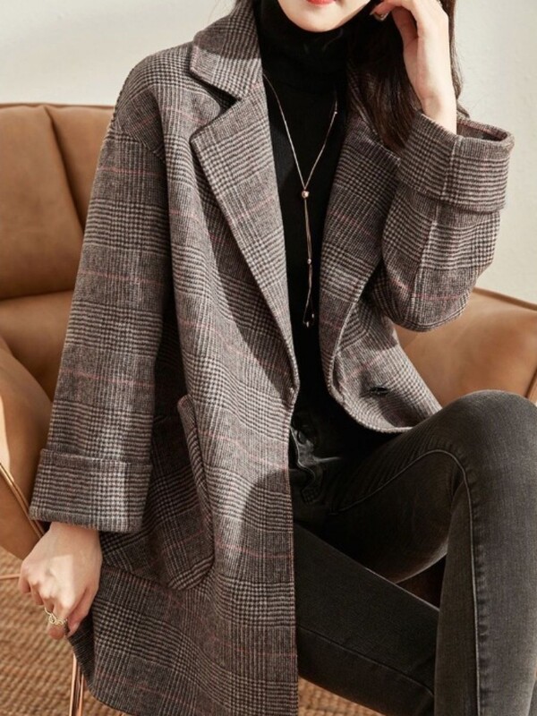 Palton cald de lână, haină nouă, largi, la modă, pentru femei, iarnă 2024, versatilă, ocazională, cu nasturi, jachetă pentru femei 2024