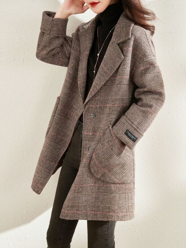 Palton cald de lână, haină nouă, largi, la modă, pentru femei, iarnă 2024, versatilă, ocazională, cu nasturi, jachetă pentru femei 2024