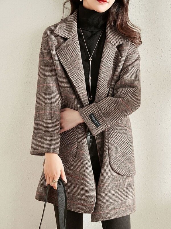 Palton cald de lână, haină nouă, largi, la modă, pentru femei, iarnă 2024, versatilă, ocazională, cu nasturi, jachetă pentru femei 2024