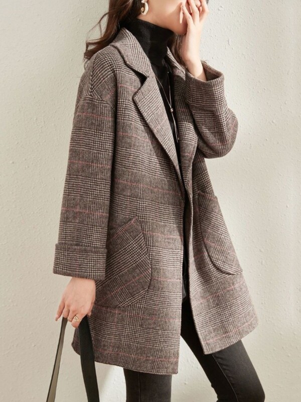 Palton cald de lână, haină nouă, largi, la modă, pentru femei, iarnă 2024, versatilă, ocazională, cu nasturi, jachetă pentru femei 2024