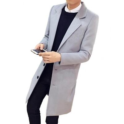 Μάλλινο παλτό Κομψό ανδρικό παλτό πέτο για φθινοπωρινό χειμώνα επαγγελματικό ένδυμα Μονόχρωμο μεσαίο μήκος Ζακέτα με μακριά μανίκια