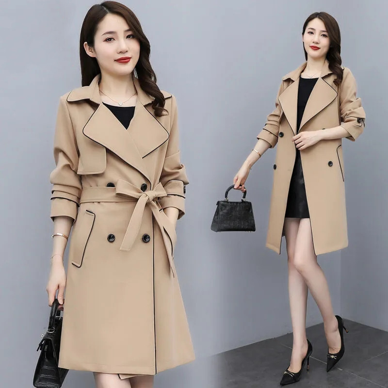 Φόδρα High End Windbreaker Γυναικεία Ανοιξιάτικα Ρούχα 2024 New Trend Loose Μεσαίου μήκους Top Coat Γυναικεία καμπαρντίνα 4XL