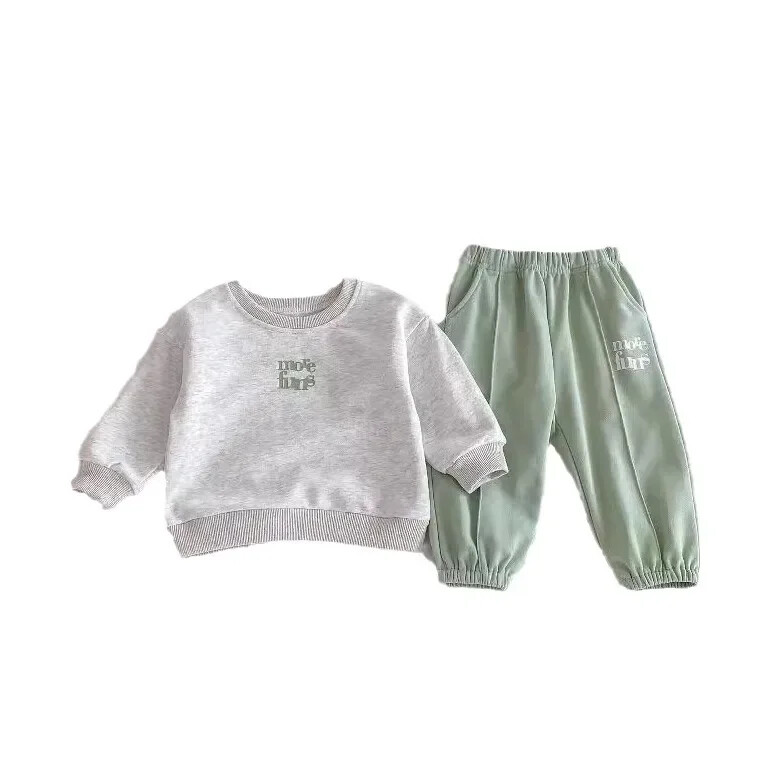 4187 Korejski komplet odjeće za bebe 2024 Jesen Novo pismo Sportsko odijelo za slobodno vrijeme Dječački džemper + hlače Ležerno dvodijelno odijelo