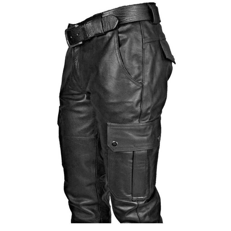 Pantaloni din piele PU de modă, pantaloni de motocicletă elastici cu talie înaltă, pentru bărbați, toamnă, toamnă 2023, pantaloni din piele de marcă, la modă