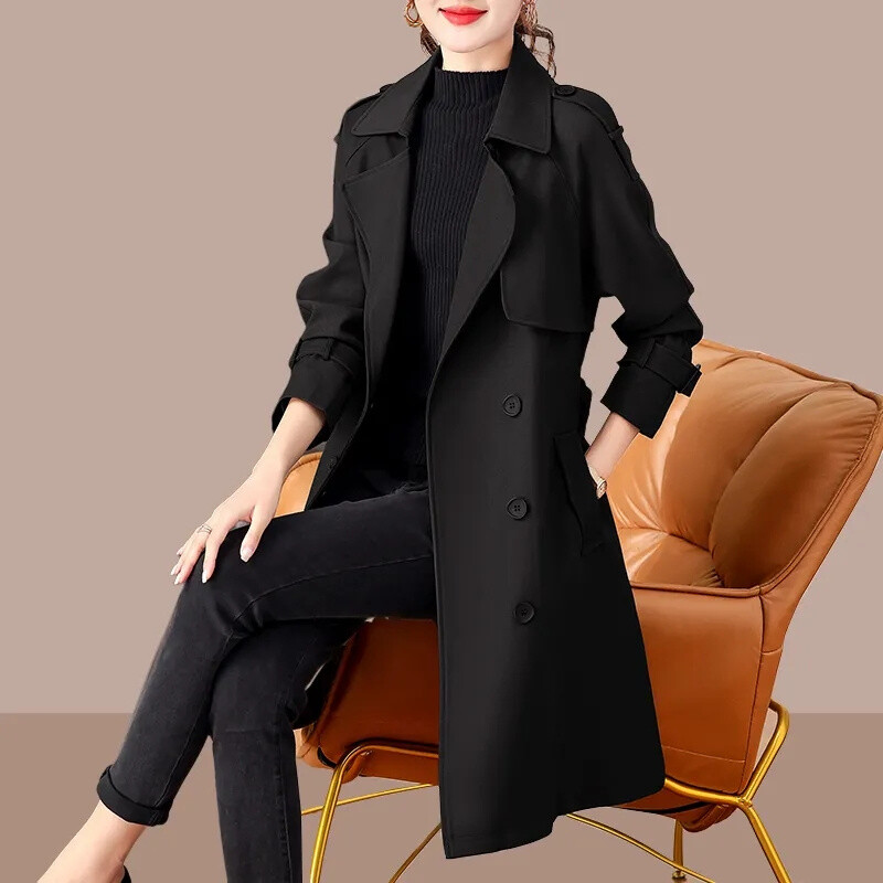 Trenci de primăvară toamnă pentru femei 2024, nou coreeană, mijloc lung, temperament de ultimă generație, pardesiu de vânt, îmbrăcăminte exterioară pentru femei
