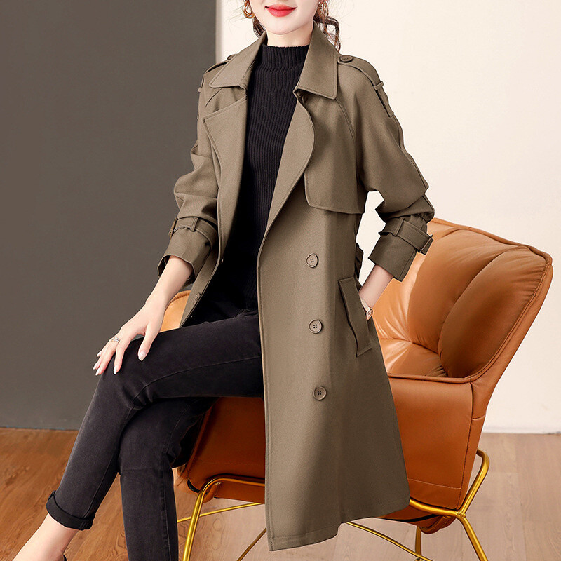 Trenci de primăvară toamnă pentru femei 2024, nou coreeană, mijloc lung, temperament de ultimă generație, pardesiu de vânt, îmbrăcăminte exterioară pentru femei