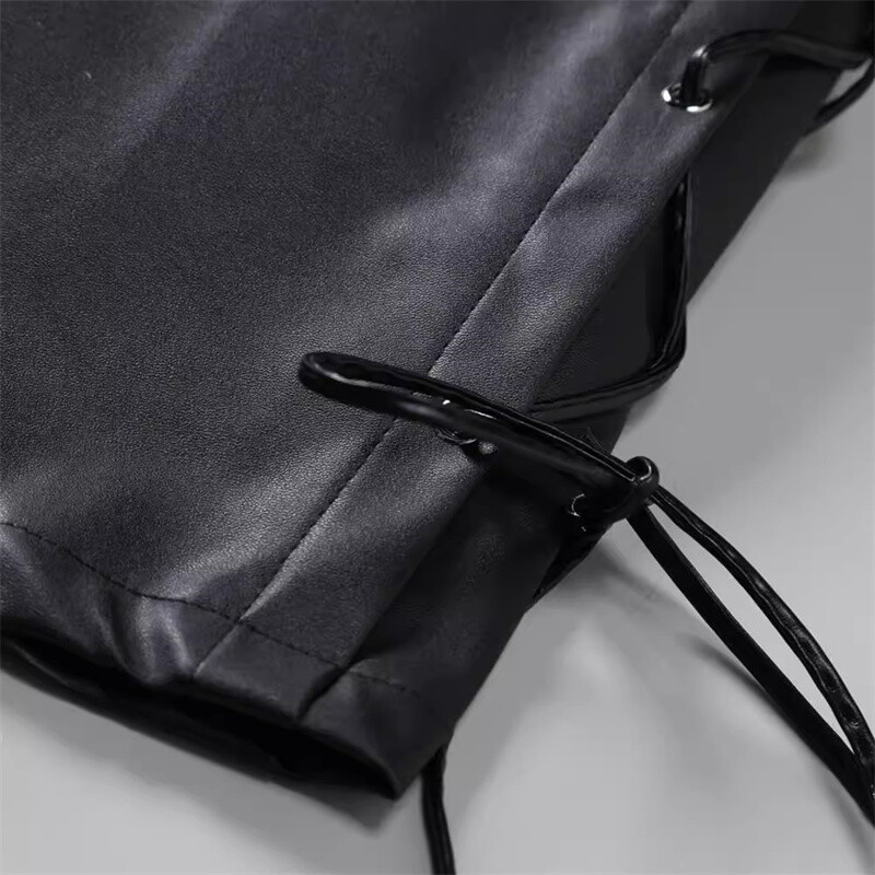 2024. aasta moodsad High Street meeste lahtised kunstnahast püksid unikaalse disainiga seotud vabaaja püksid