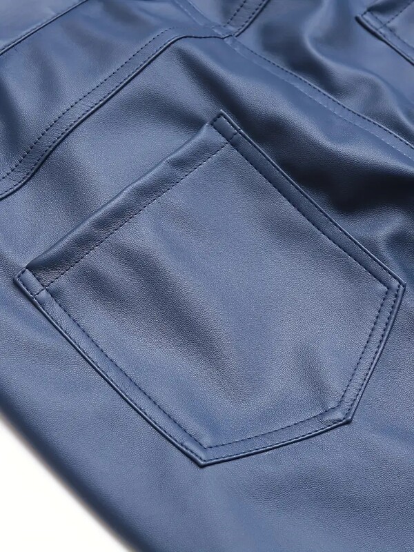 Ανδρικό δερμάτινο παντελόνι Skinny Fit Elastic Fashion PU Δερμάτινο παντελόνι ποδηλάτης Nightclub Party & Dance Παντελόνι Λεπτό