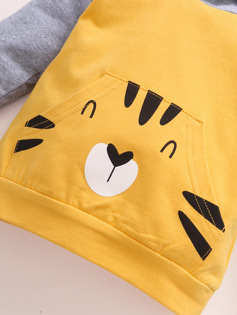 3-24 luni Set de haine pentru bebeluși și fete pentru copii mici, tigru din desene animate, hanorac cu mânecă lungă, cămașă + pantaloni, toamnă iarnă, costum 2 buc.