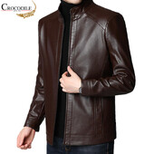 COCODIL Jachetă de piele lungă și caldă pentru bărbați, toamnă, iarnă, ocazională, în stil Anglia, jachetă de piele de modă vintage Plus 4XL bărbați