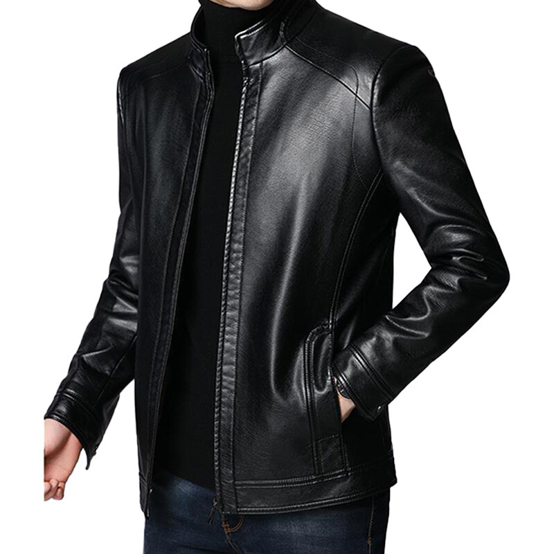 COCODIL Jachetă de piele lungă și caldă pentru bărbați, toamnă, iarnă, ocazională, în stil Anglia, jachetă de piele de modă vintage Plus 4XL bărbați