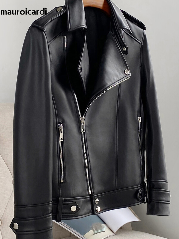 Mauroicardi proljeće jesen kratka plava crna pu kožna motoristička biciklistička jakna muška gornja odjeća dugih rukava s patentnim zatvaračem 4xl 5xl