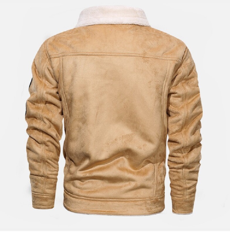 Jesen Zimski kaput Muška jakna Vintage Jednobojni ovratnik na spušteni ovratnik Topla jakna za trening na otvorenom Jagnjeći ovratnik s patentnim zatvaračem