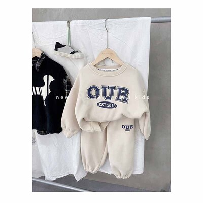 Dječji kompleti džempera s okruglim izrezom za dječake Topli ležerni široki 2kom Jesen Zima Novo dječje sportsko odijelo s dugim rukavima 2-6Y