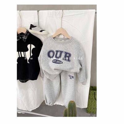 Dječji kompleti džempera s okruglim izrezom za dječake Topli ležerni široki 2kom Jesen Zima Novo dječje sportsko odijelo s dugim rukavima 2-6Y