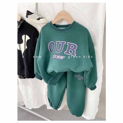 Dječji kompleti džempera s okruglim izrezom za dječake Topli ležerni široki 2kom Jesen Zima Novo dječje sportsko odijelo s dugim rukavima 2-6Y