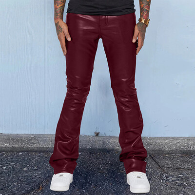 2023. aasta uus mood meeste PU-nahast püksid Vintage Slim Fit sirged püksid kevad-sügis vabaaja tänavarõivad kitsad pikad püksid meesterahvas