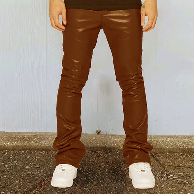 2023. aasta uus mood meeste PU-nahast püksid Vintage Slim Fit sirged püksid kevad-sügis vabaaja tänavarõivad kitsad pikad püksid meesterahvas