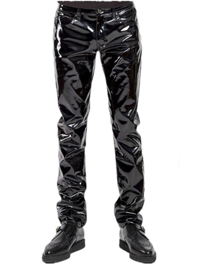 Spīdīgas PVC Lateksa Bikses Vīriešu Motocikls Melnas Vīriešu Bikses Modes Mākslīgās ādas Izjādes Ūdensizturīgs Motor Biker Vīriešu Street Bikses