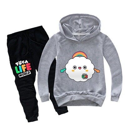 2024 fete nori albi costum nou frumos pentru copii pulover sport din două piese costum pulover băieți și fete