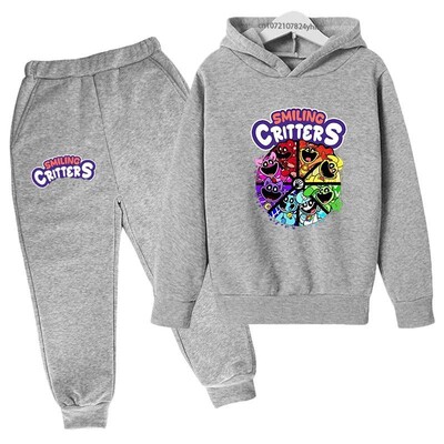 Bērni, smaidoši dzīvnieki, jauka karikatūra, pavasara rudens, džemperis, kapucis + bikses, 2 gab. Treniņtērpi 2–13 gadi zēniem, meitenēm, tērpu komplekti