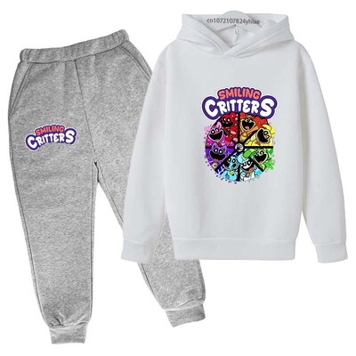 Bērni, smaidoši dzīvnieki, jauka karikatūra, pavasara rudens, džemperis, kapucis + bikses, 2 gab. Treniņtērpi 2–13 gadi zēniem, meitenēm, tērpu komplekti