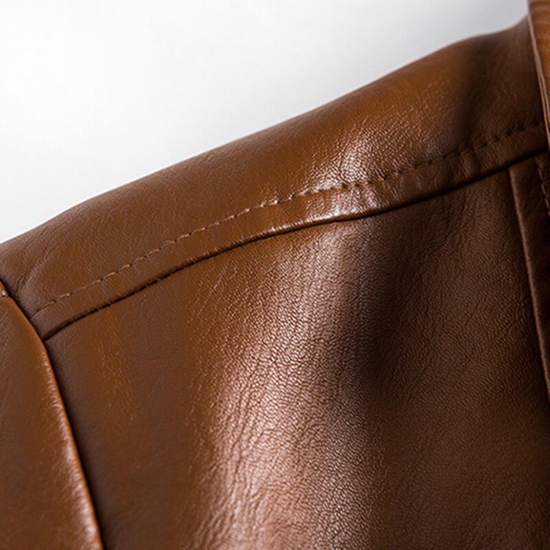 Dabīgas aitas ādas gadījuma uzvalks vīriešu jaka plāna pavasara un rudens plāna daļa, melna brūna