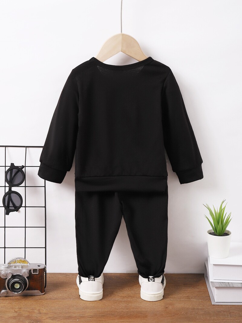 Set de haine pentru băieți pentru copii, 2 bucăți, de primăvară și toamnă, top cu mâneci lungi + pantaloni, ținută de modă, pentru băiat 1-4 ani