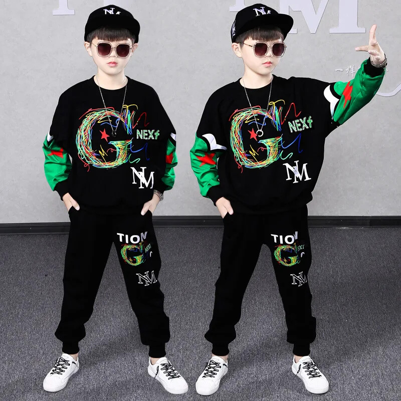 Zēnu apģērbu komplekts Bērnu tērpi rudens pavasara burtu šuvumi sporta tērpi zēniem apģērbi skolas bērnu treniņtērps 6 8 9 10 12 g.