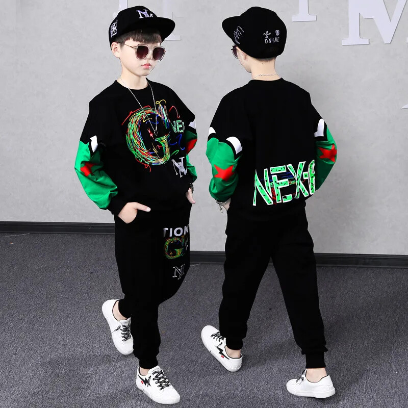 Zēnu apģērbu komplekts Bērnu tērpi rudens pavasara burtu šuvumi sporta tērpi zēniem apģērbi skolas bērnu treniņtērps 6 8 9 10 12 g.