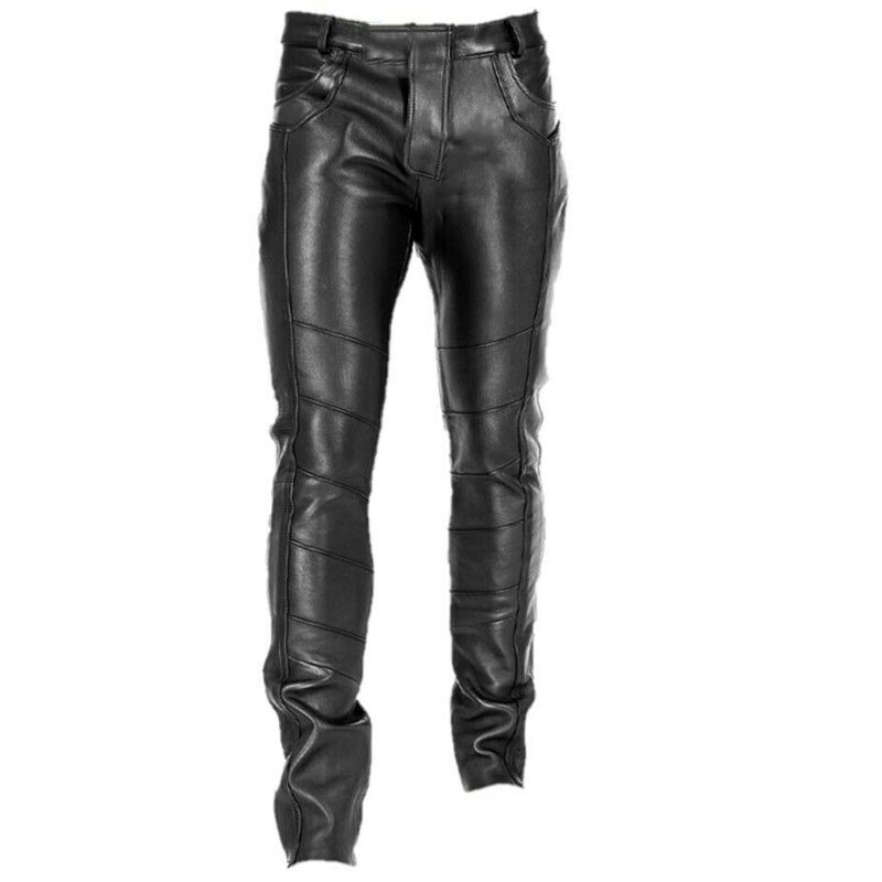 Férfi Goth Steampunk Pu bőr nadrág fekete motoros Rock Roll vékony legging nadrág nagy méretű